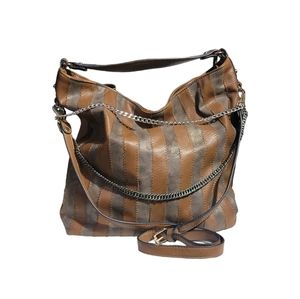 WOMENS Striped Hobo Bag with Shoulder Strap